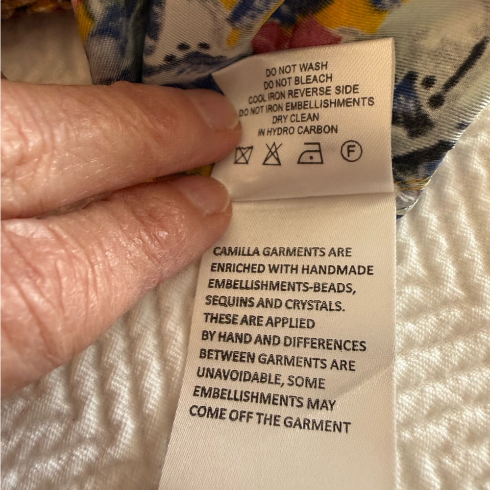 Camilla Yellow 100% Silk  Floral Wide Leg Pant size Small - Picture 10 of 10